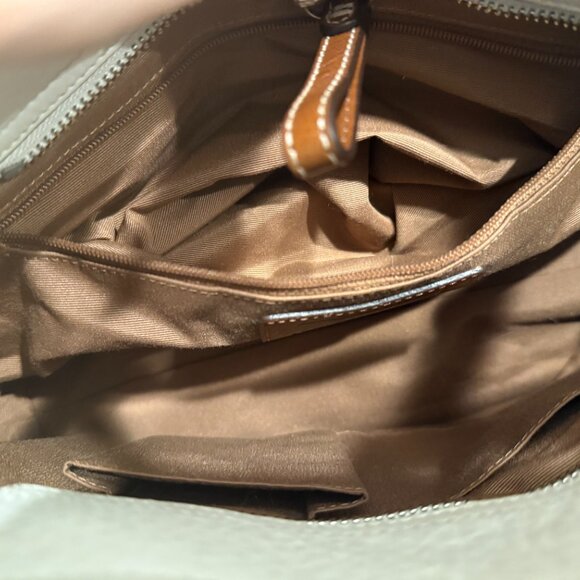 Coach Pebbled Leather Shoulder Bag | Ivory & Brown | Classic Buckle Detail - Picture 4 of 11